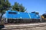 Leased locomotive secured between assignments on the Elkhart & Western 